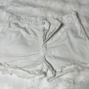 KanCan White Frayed Hem Jean Shorts